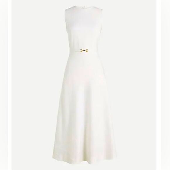 NWT J. Crew A-line Midi Dress in Stretch Linen in White - Size 2 - Picture 3 of 8